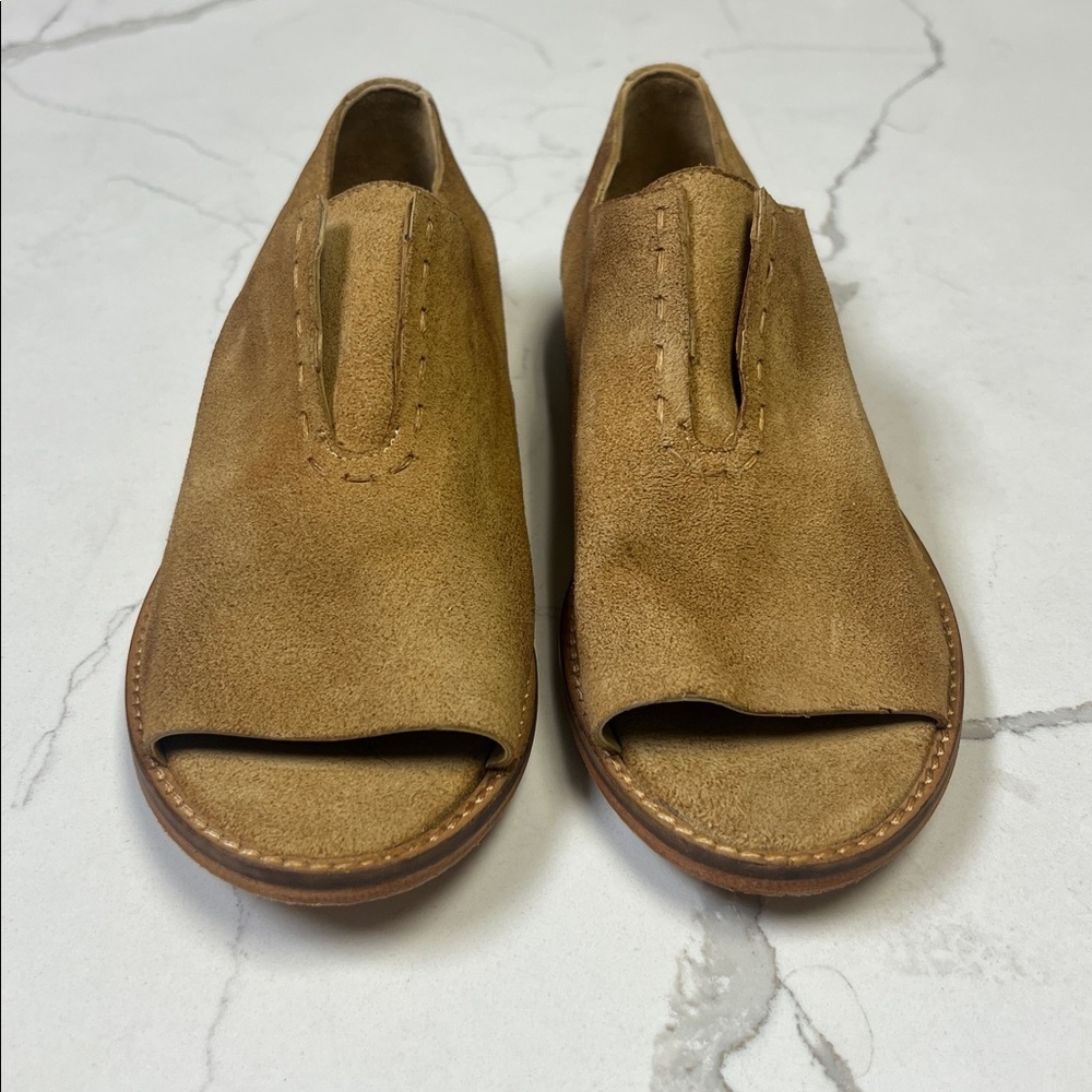 Free People Tan Rogue Oxford Slip-On Leather Sandals Open-Toe Flats Sz 7 - Picture 2 of 10